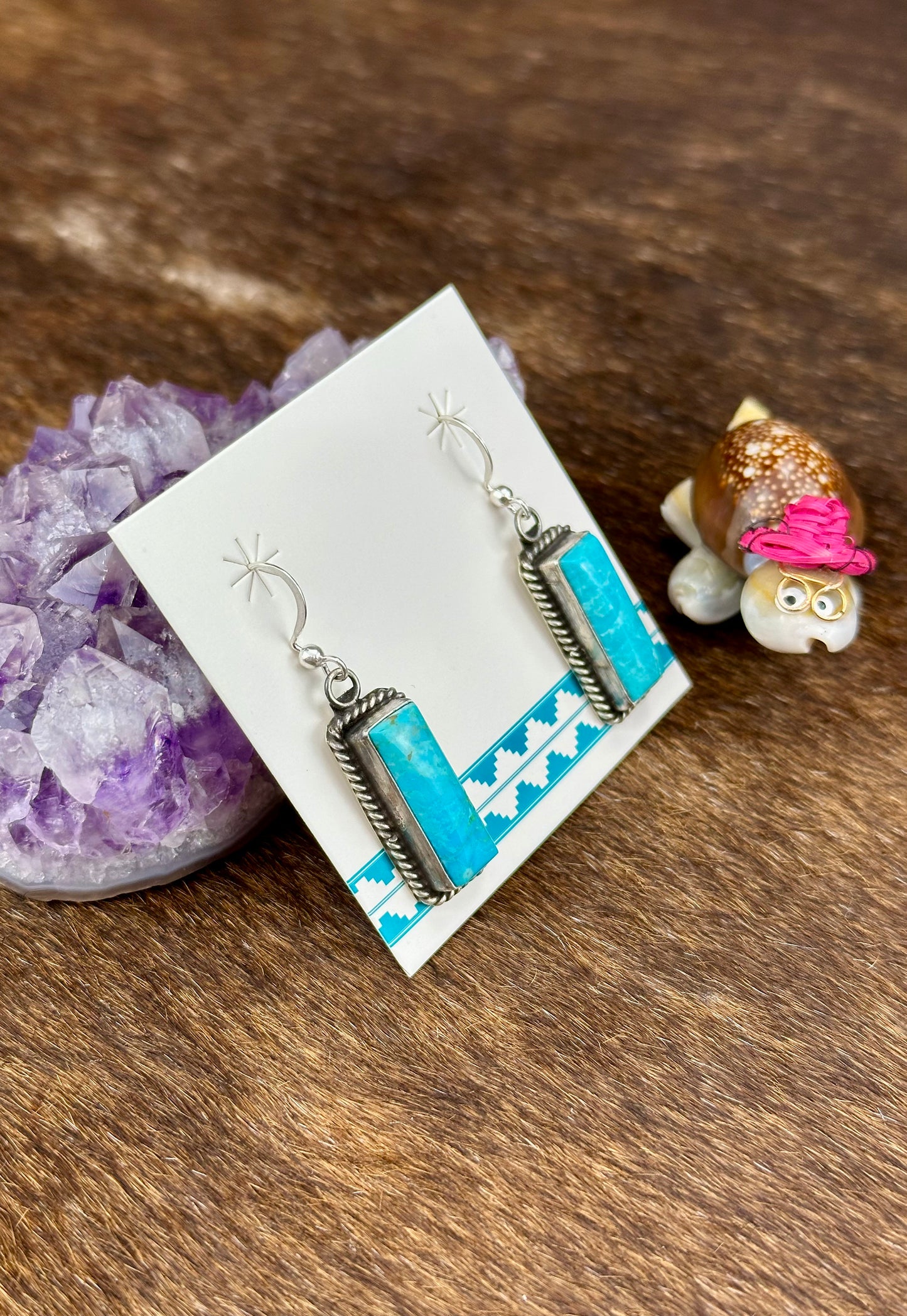 Kingman Turquoise Sterling Silver Dangle Earrings