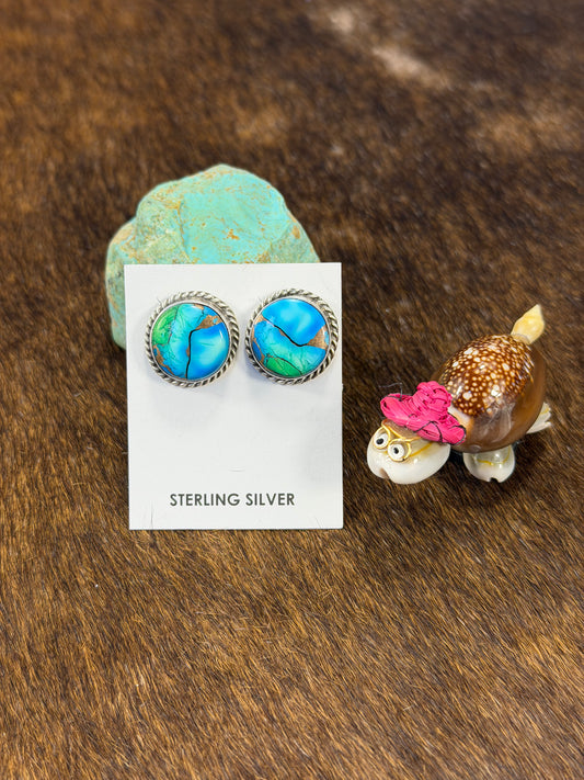 Peacock Dahlia Round Earring