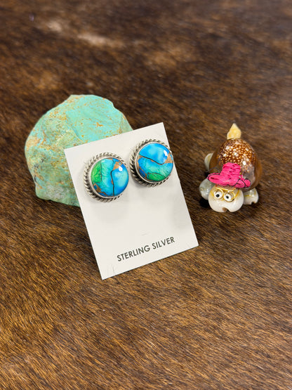 Peacock Dahlia Round Earring
