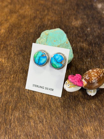 Peacock Dahlia Round Earring