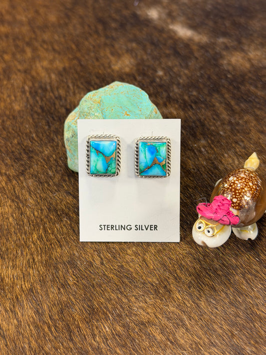 Peacock Dahlia Square Earring