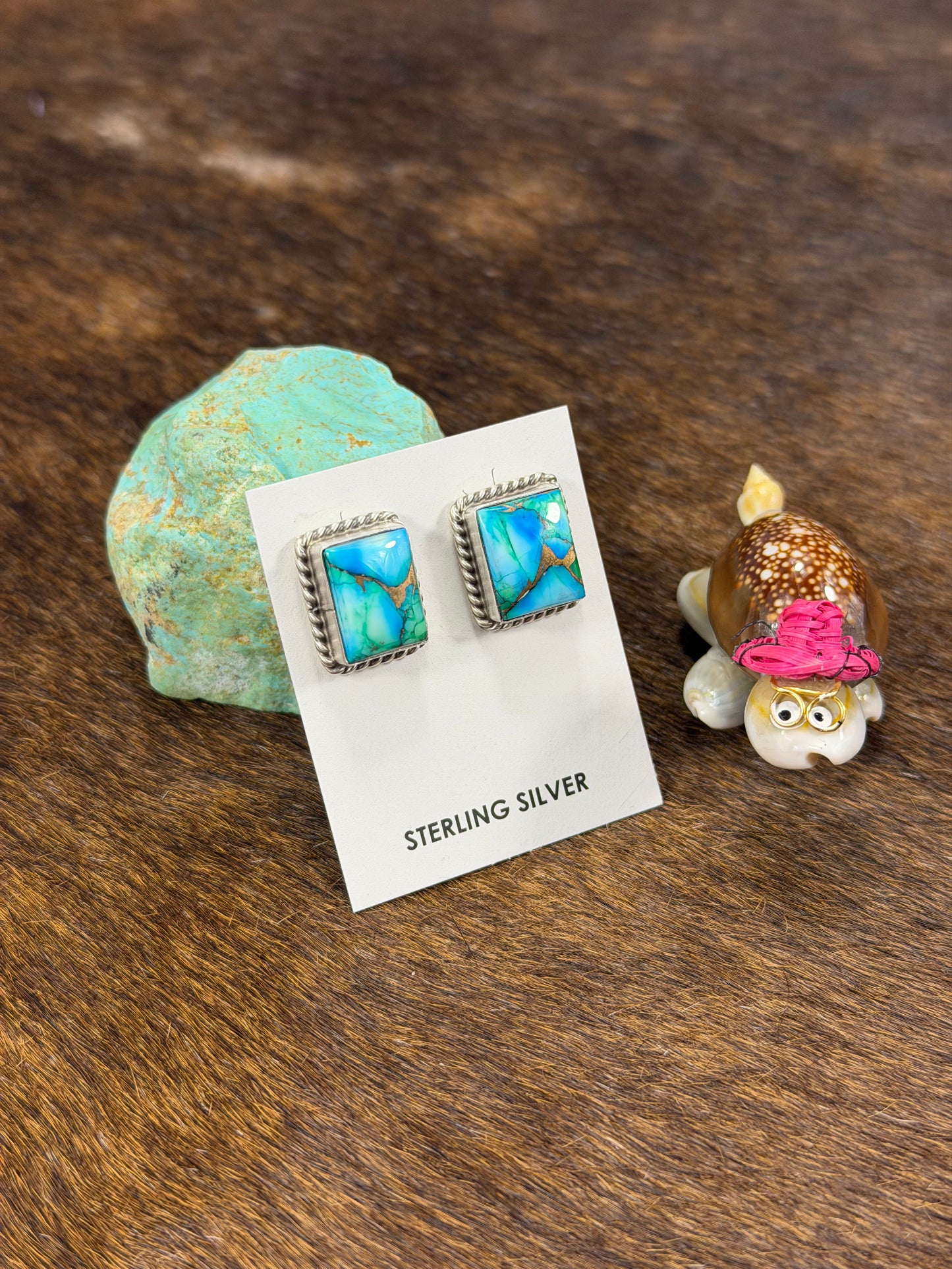 Peacock Dahlia Square Earring