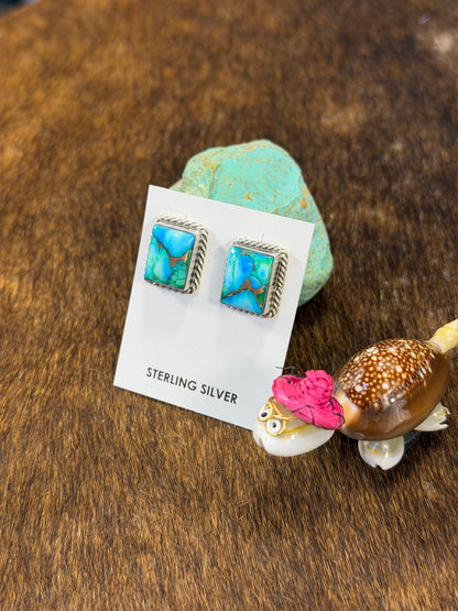Peacock Dahlia Square Earring