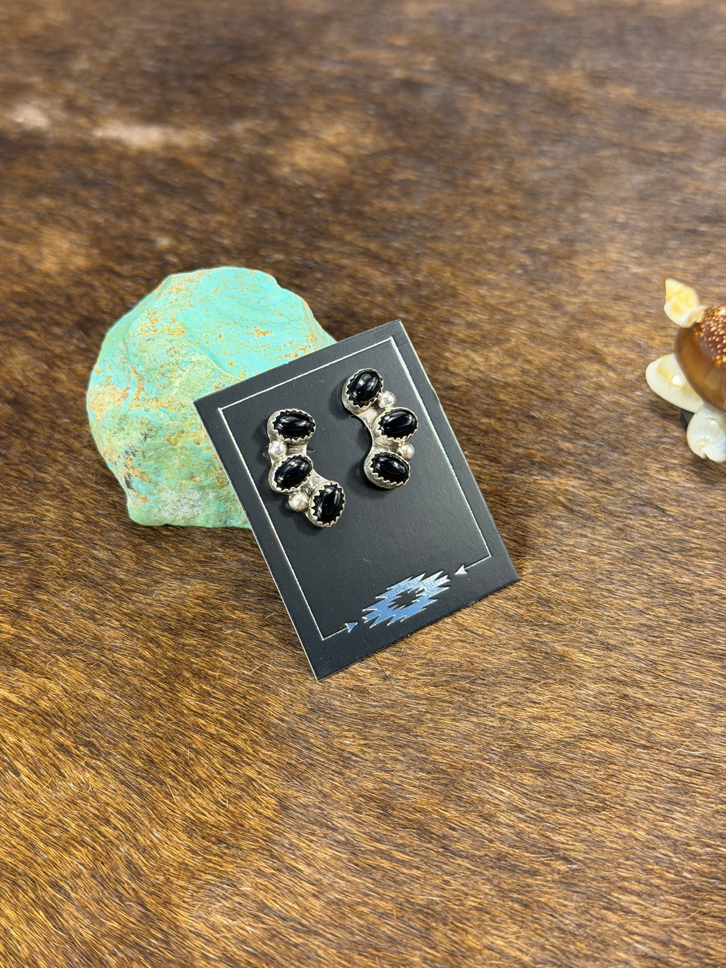 Black Onyx Half Cluster Earring