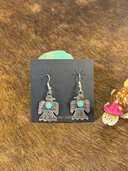 Single Stone Thunder Bird Kingman Turquoise Earring