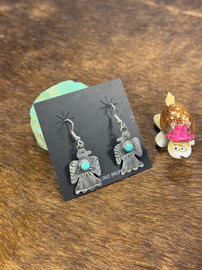 Single Stone Thunder Bird Kingman Turquoise Earring