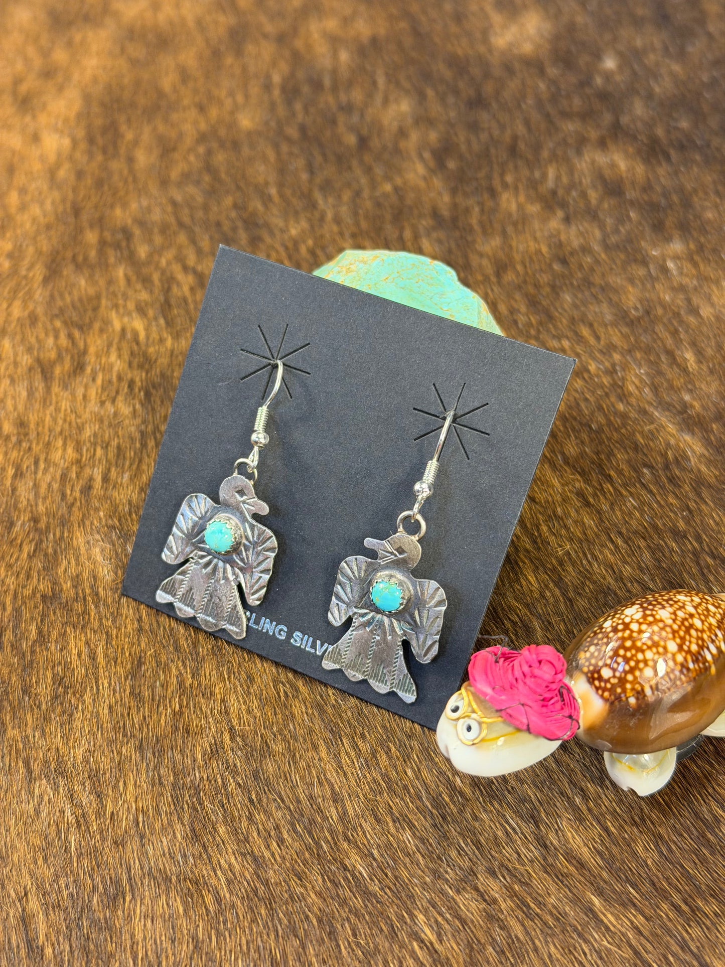 Single Stone Thunder Bird Kingman Turquoise Earring
