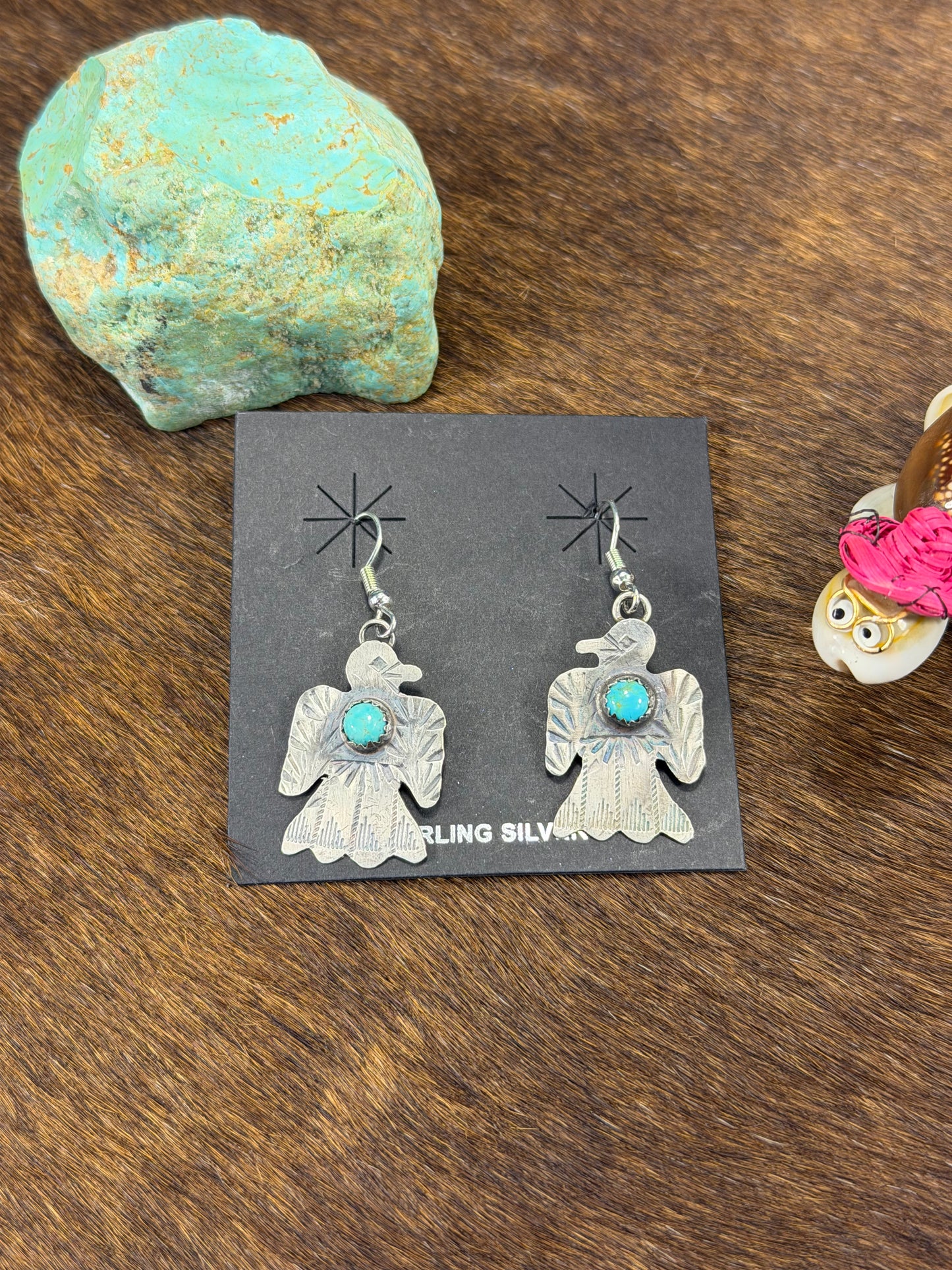 Single Stone Thunder Bird Kingman Turquoise Earring