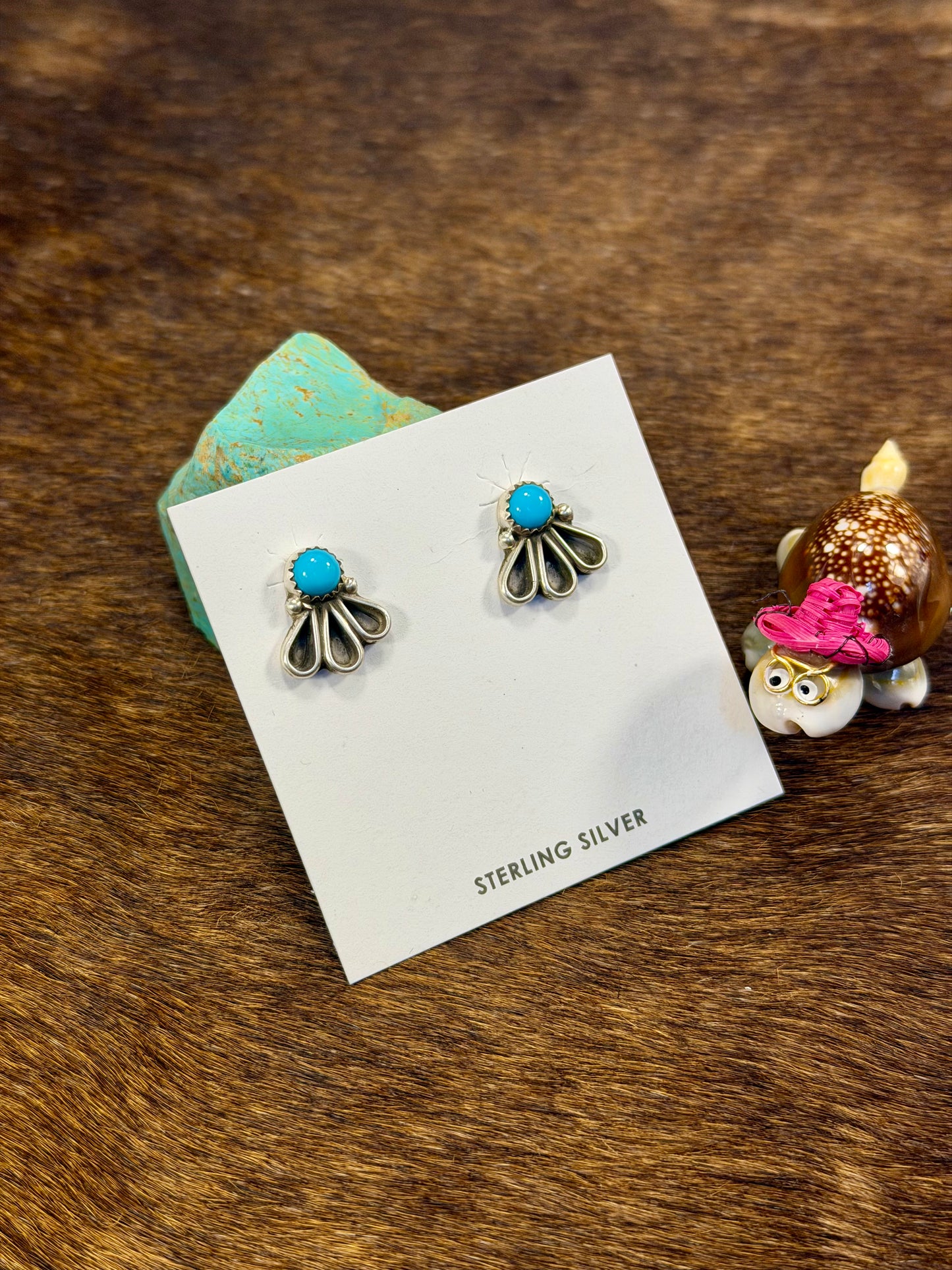 Kingman Turquoise Fan Earrings