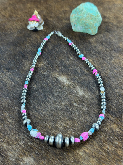 Cotton Candy Varied Rondelle Necklace