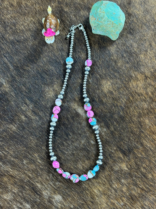 Cotton Candy and Sterling Silver Neckalce