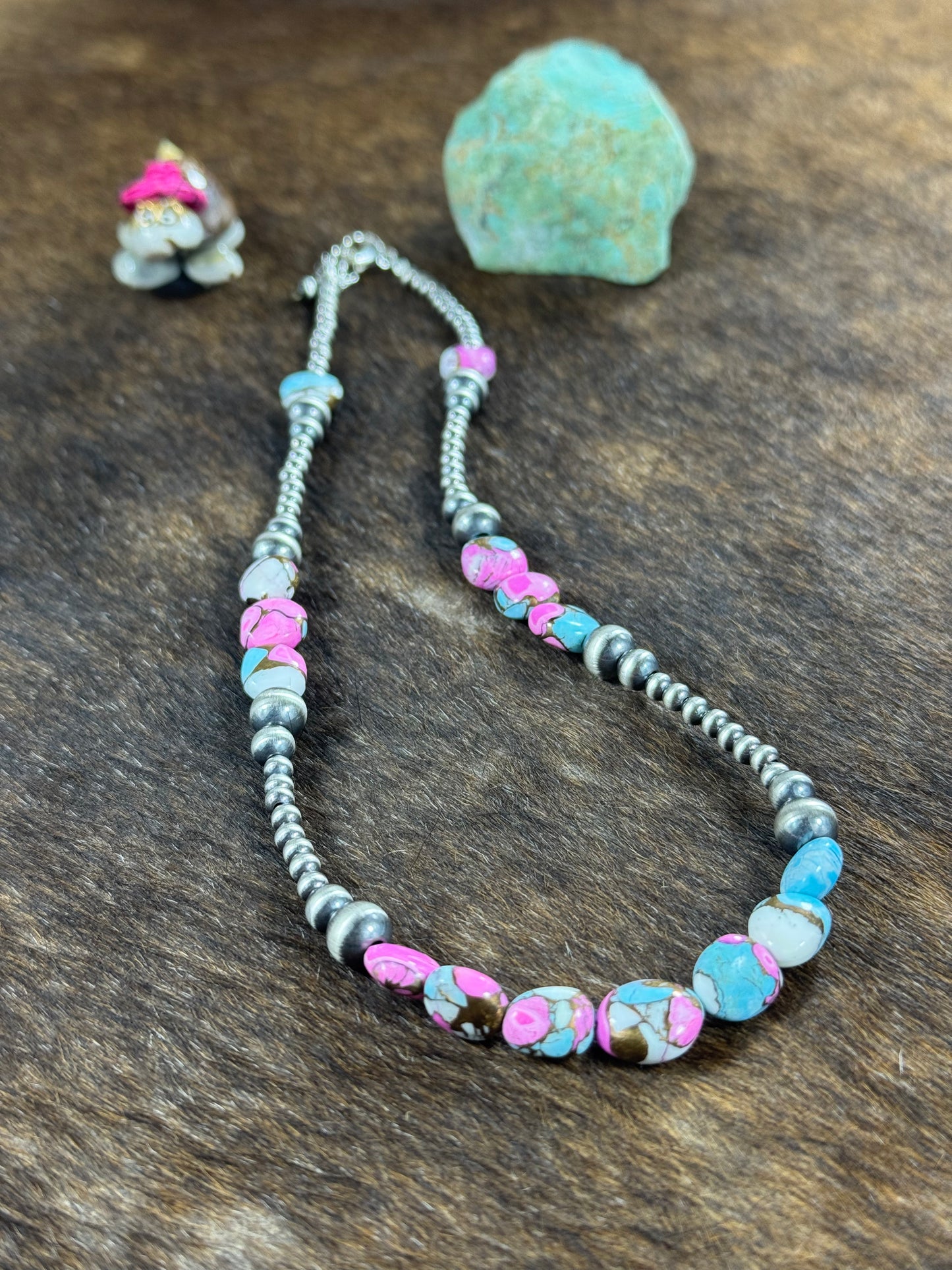 Cotton Candy and Sterling Silver Neckalce