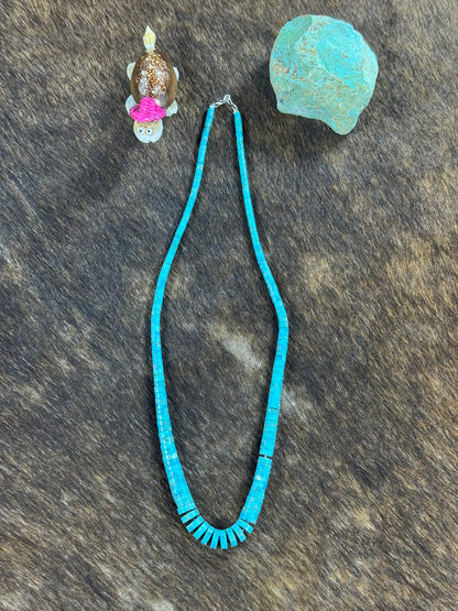 Blue Kingman Heishi Necklace