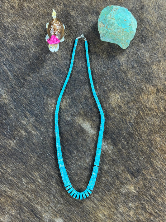 Blue Kingman Heishi Necklace