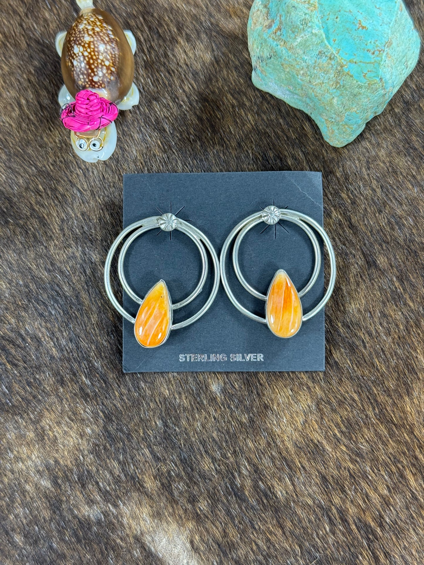 Orange Spiny Hoop Earring