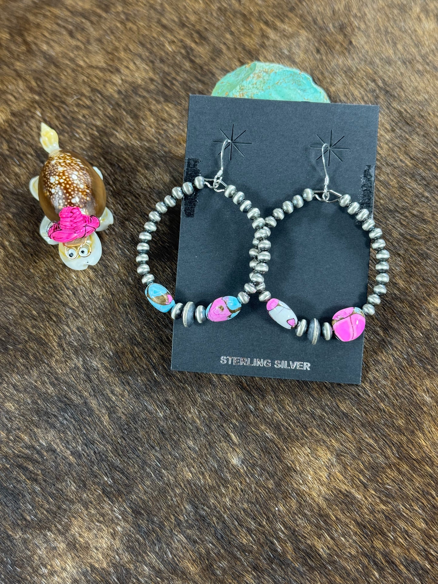 Sterling Silver and Cotton Candy Hoop Earring