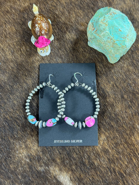 Sterling Silver and Cotton Candy Hoop Earring