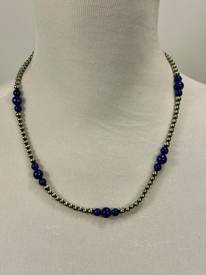4-8mm Sterling Silver and Lapis Necklace