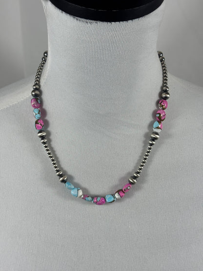 Cotton Candy and Sterling Silver Neckalce