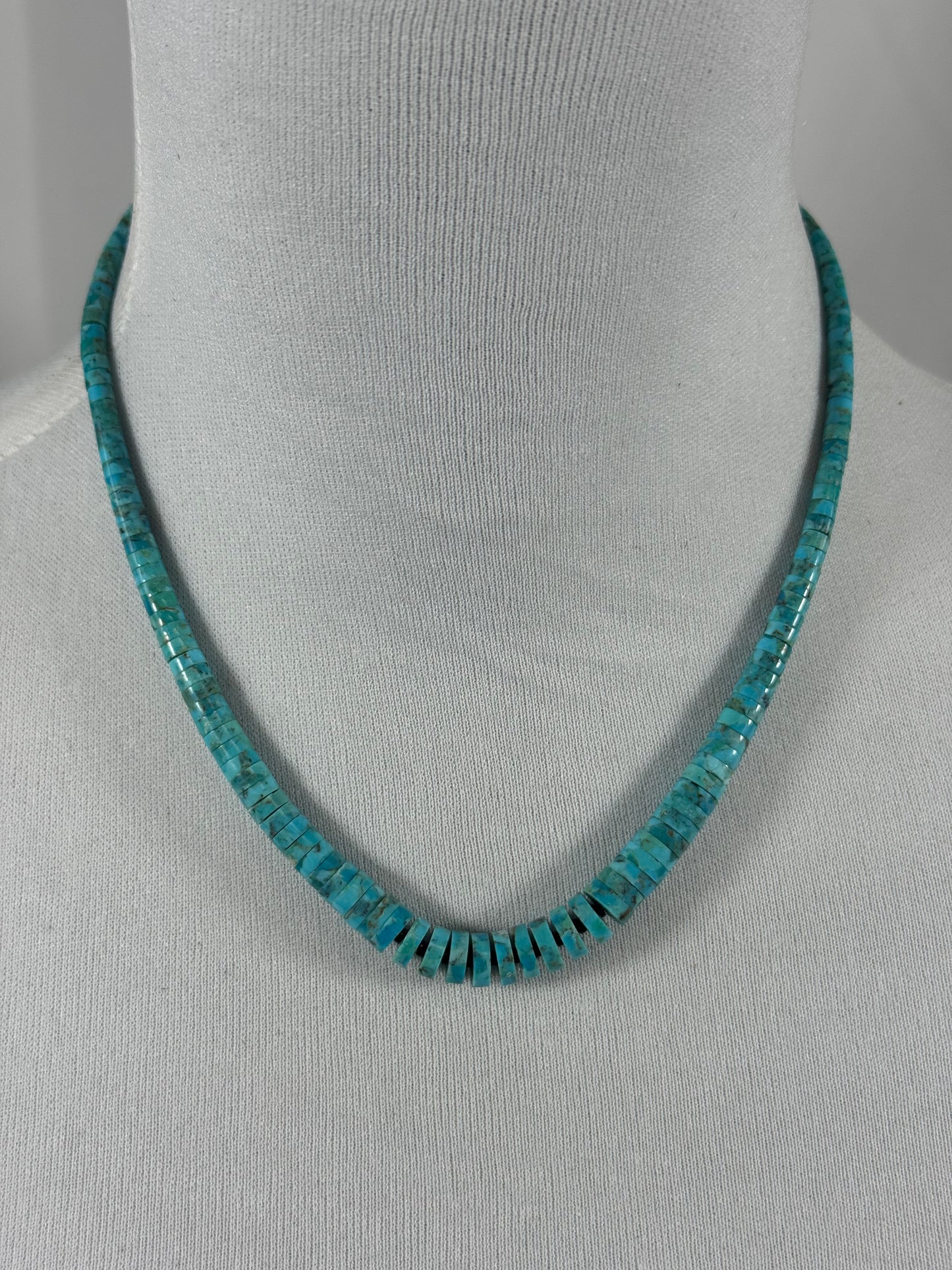 Blue Kingman Heishi Necklace