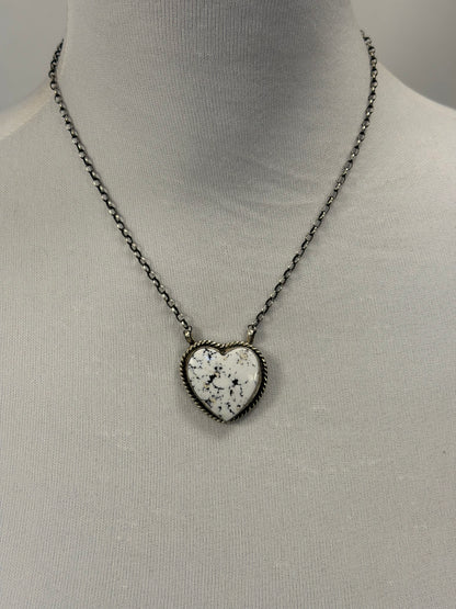 White Buffalo Heart Necklace