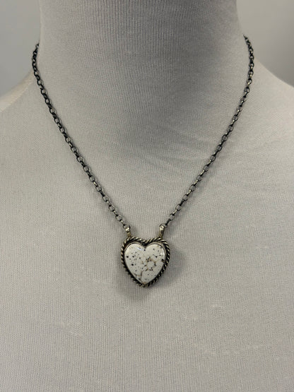 White Buffalo Heart Necklace