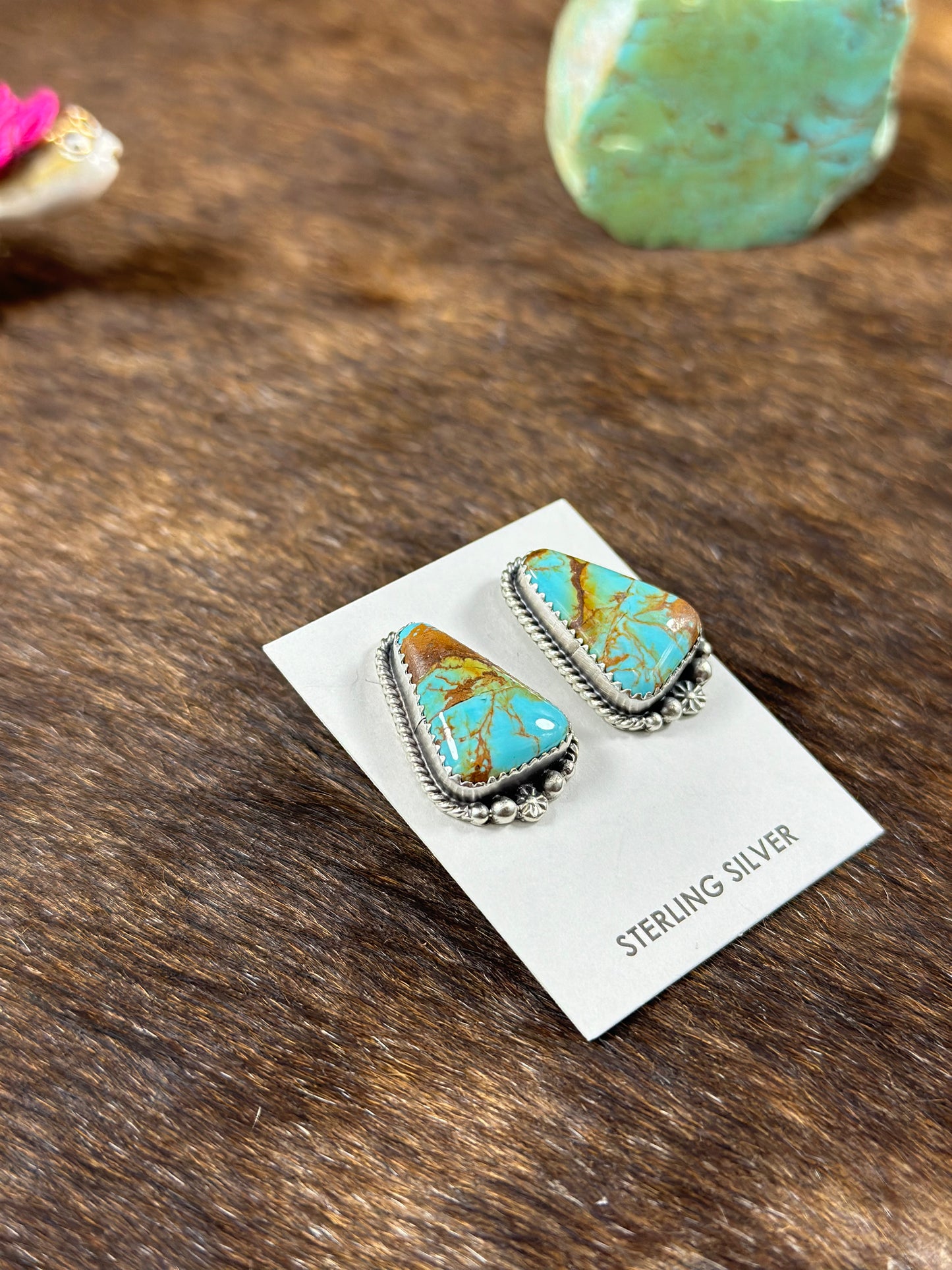 Kingman Turquoise Triangle Earring