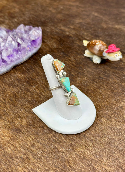 Kingman Turquoise Sterling Silver Three Stone Ring