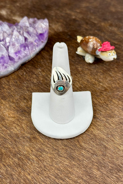 Kingman Turquoise Sterling Silver Bear Claw Ring