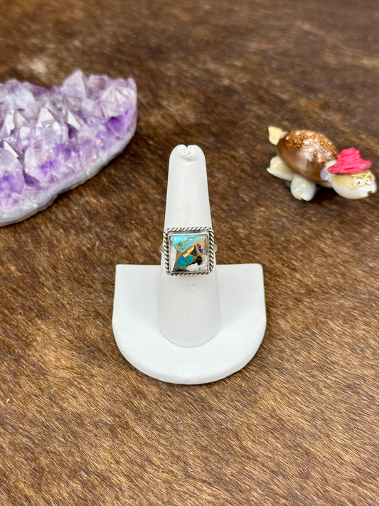 Kingman Crush Sterling Silver Square Ring
