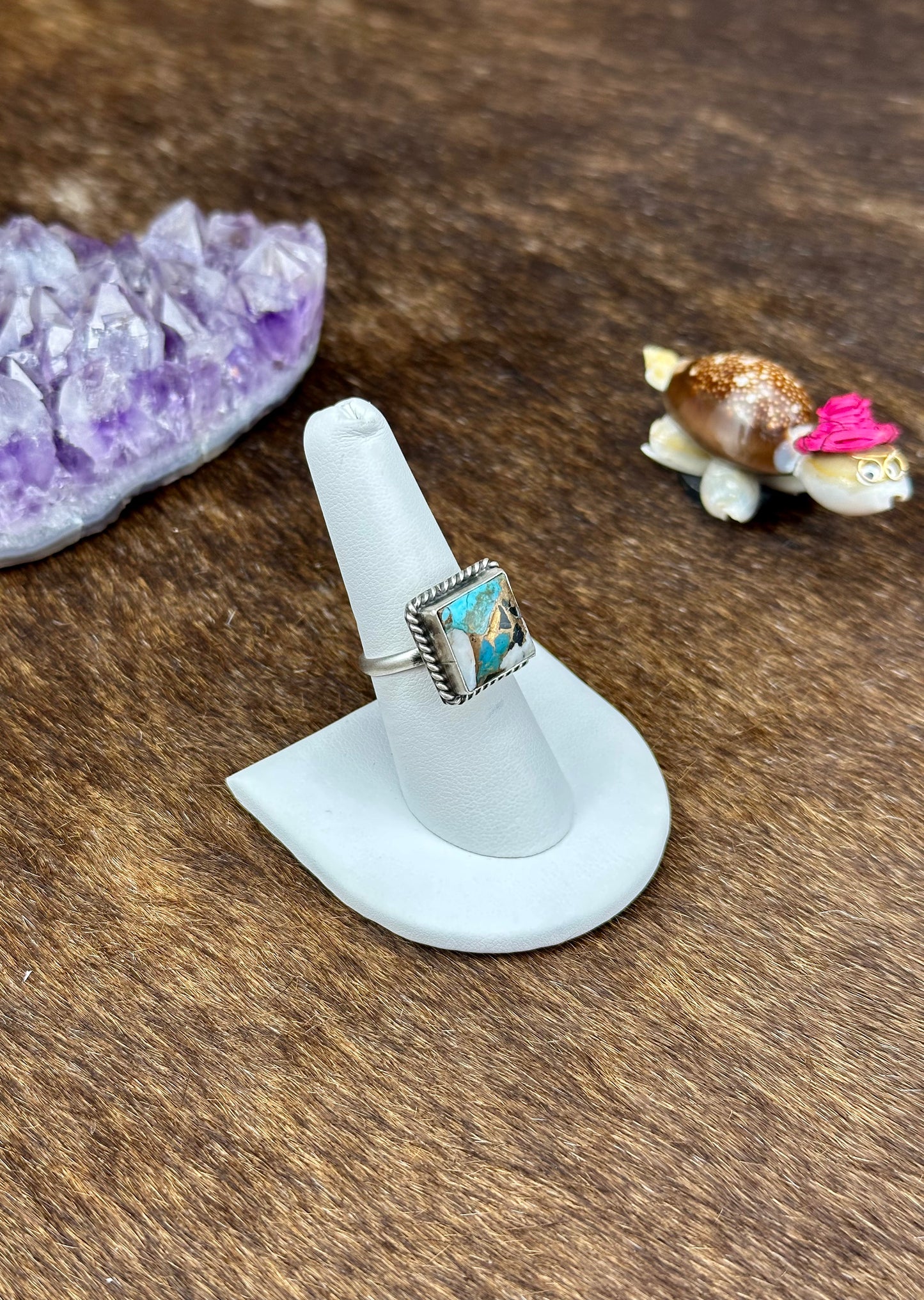 Kingman Crush Sterling Silver Square Ring