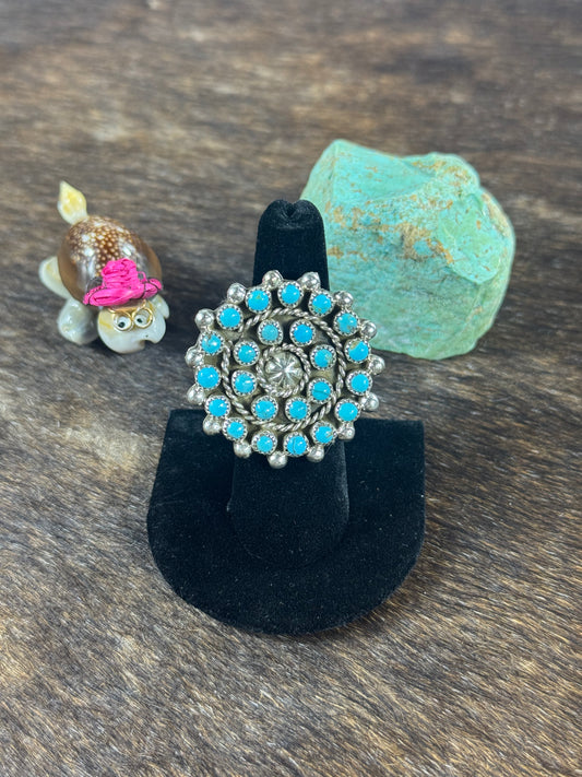 Kingman Turquoise Cluster Adjustable Ring
