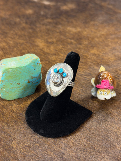 Silver & Kingman Turquoise Cowboy Hat Ring