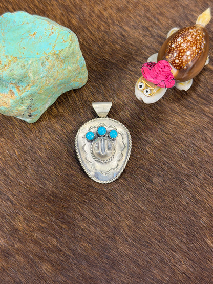 Silver & Kingman Turquoise Cowboy Hat Pendent