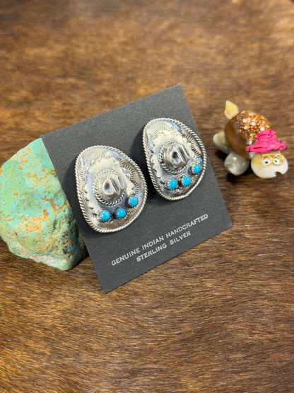 Silver & Kingman Turquoise Cowboy Hat Earring