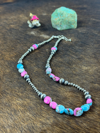 Cotton Candy and Sterling Silver Neckalce