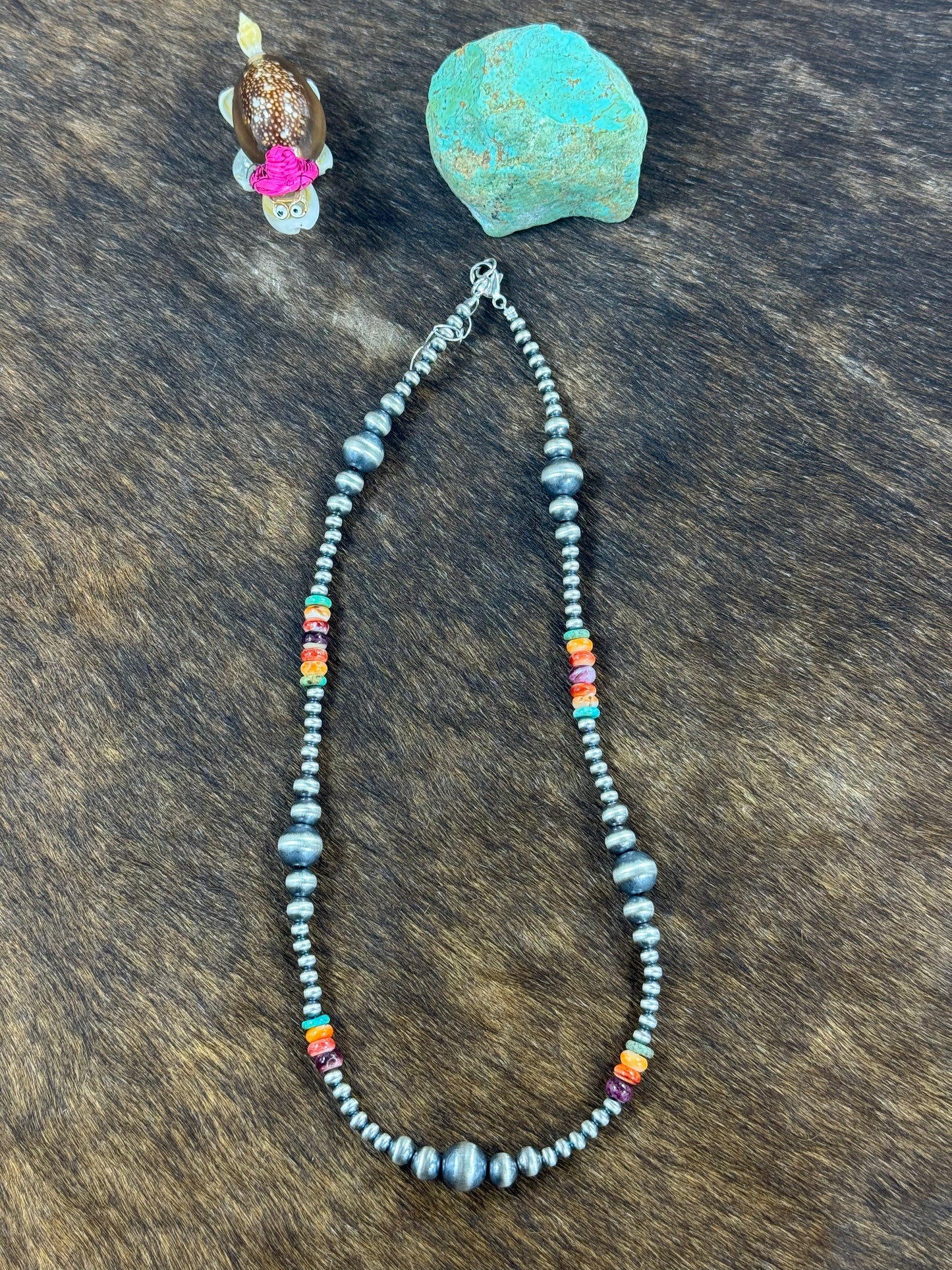 Multicolor and Sterling Pearl Necklace