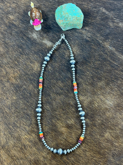 Multicolor and Sterling Pearl Necklace