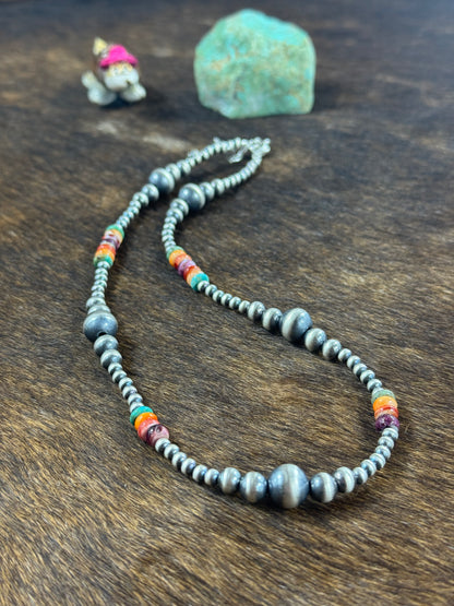 Multicolor and Sterling Pearl Necklace