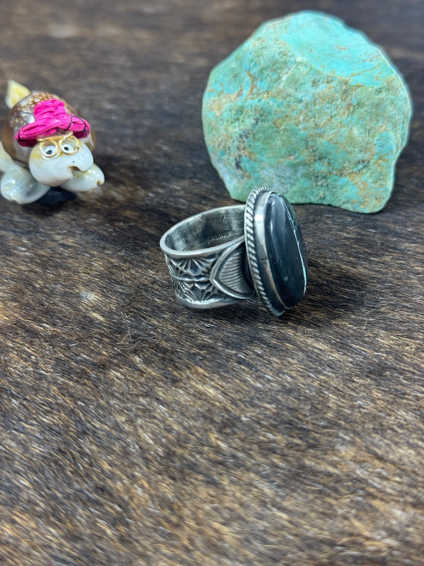 Kingman Turquoise Stamp ring