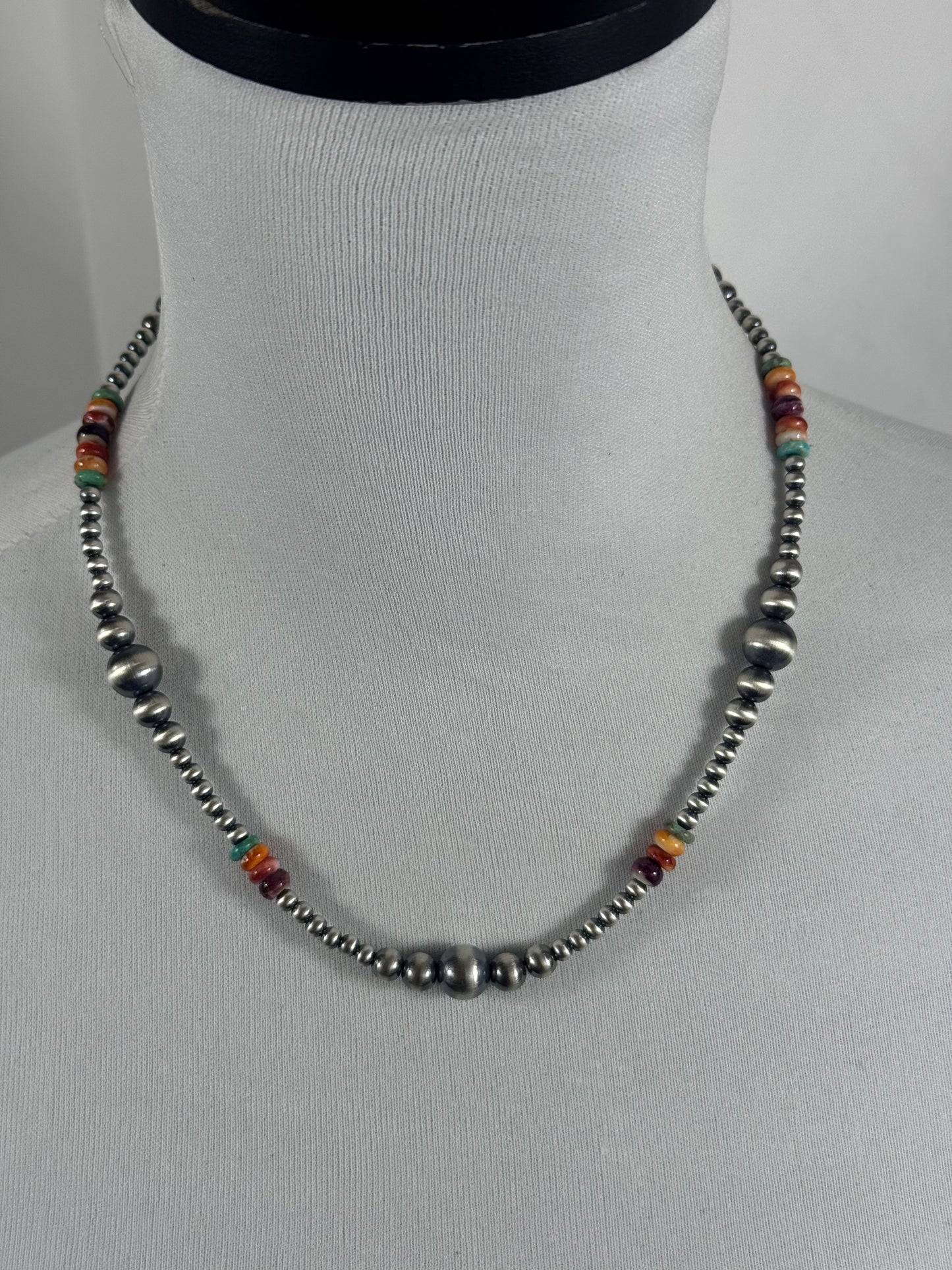 Multicolor and Sterling Pearl Necklace