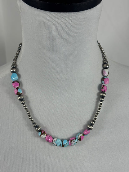 Cotton Candy and Sterling Silver Neckalce