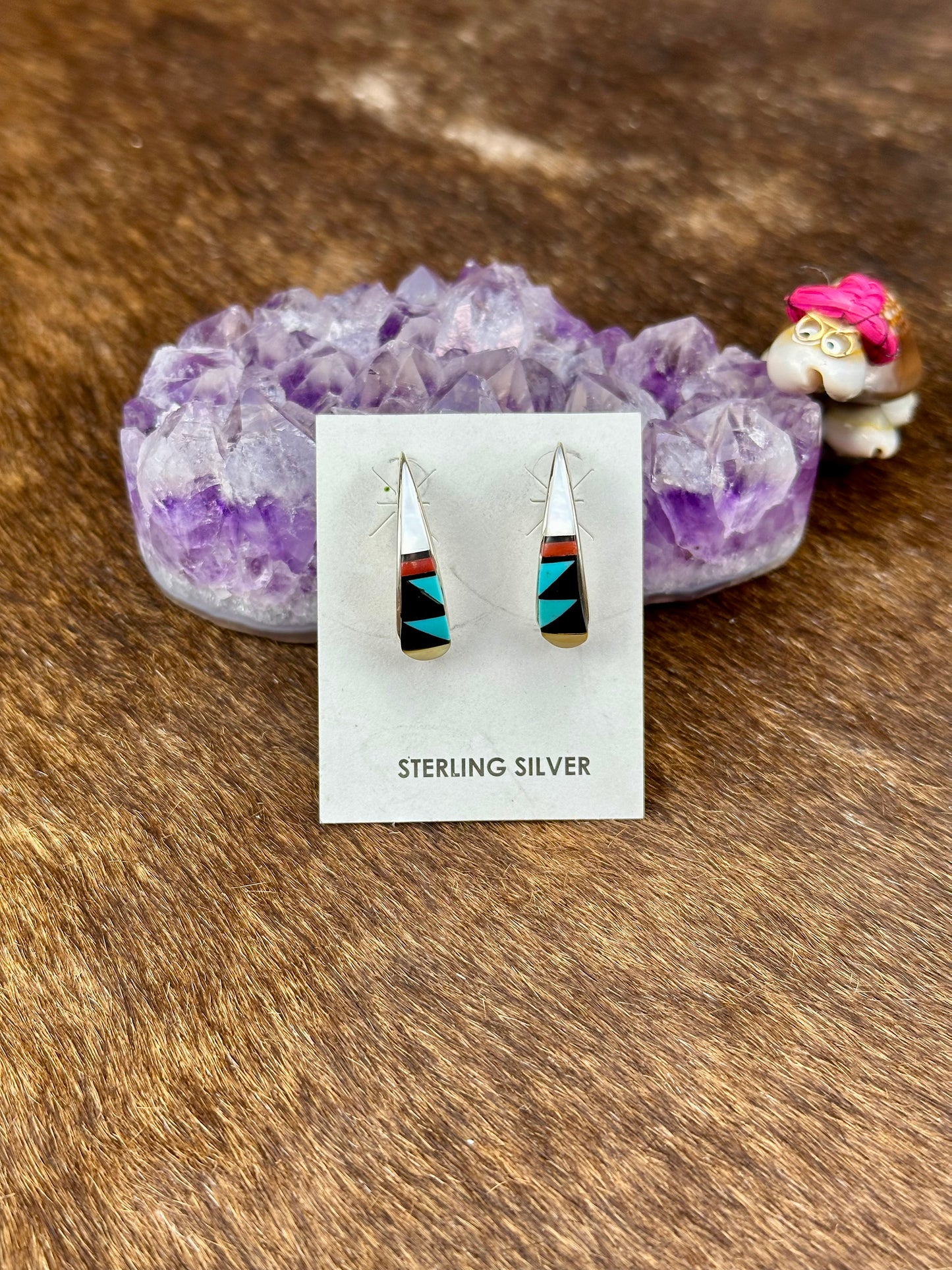 Zuni Sterling Silver Inlay Earrings
