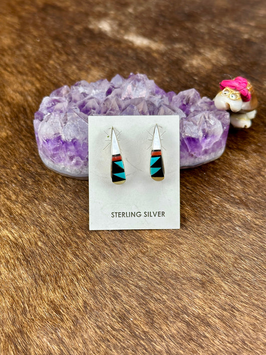 Zuni Sterling Silver Inlay Earrings