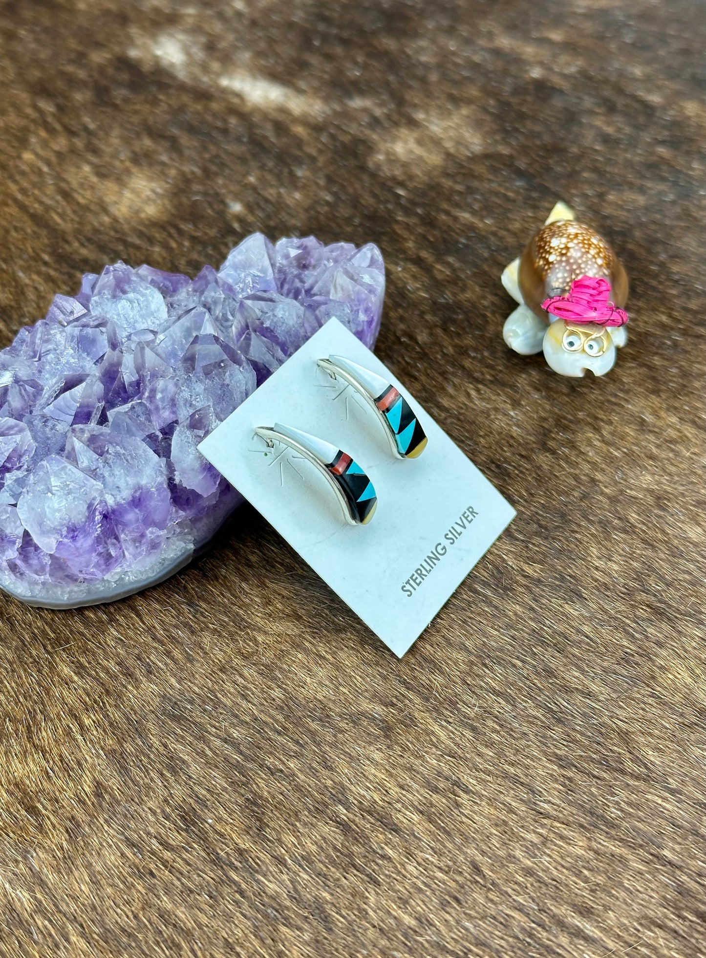 Zuni Sterling Silver Inlay Earrings