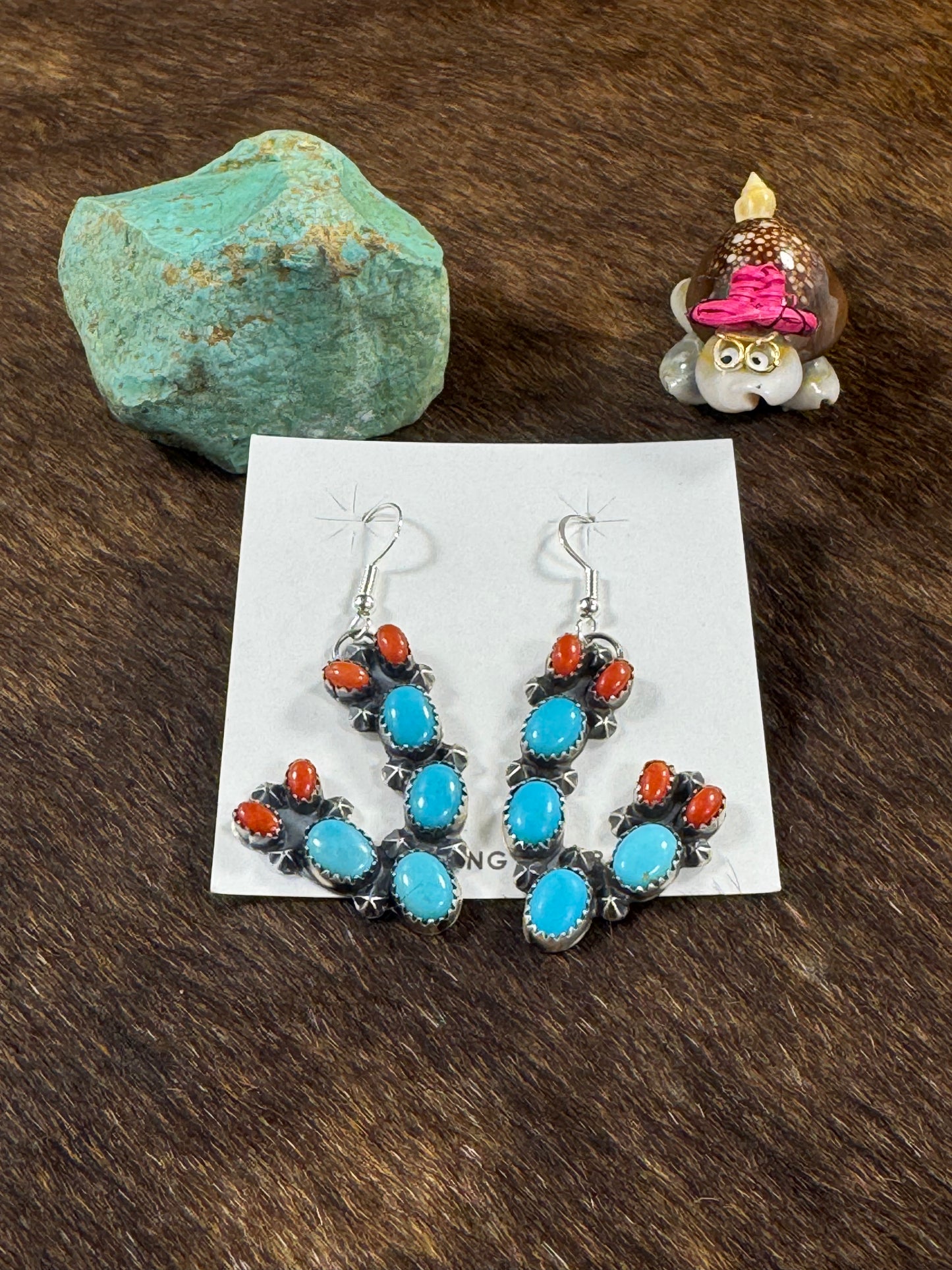 Kingman and Coral Earring
