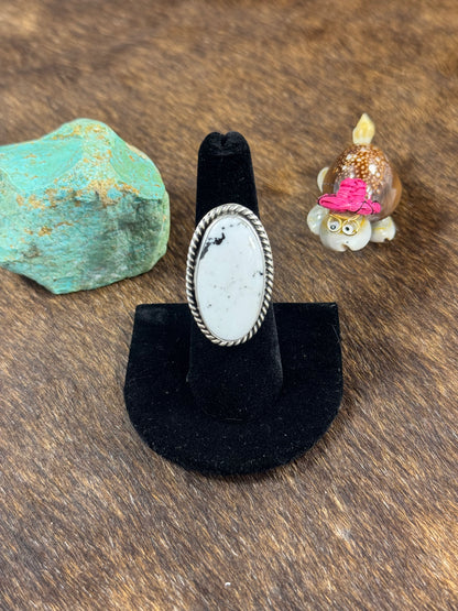 White Buffalo Oval Ring