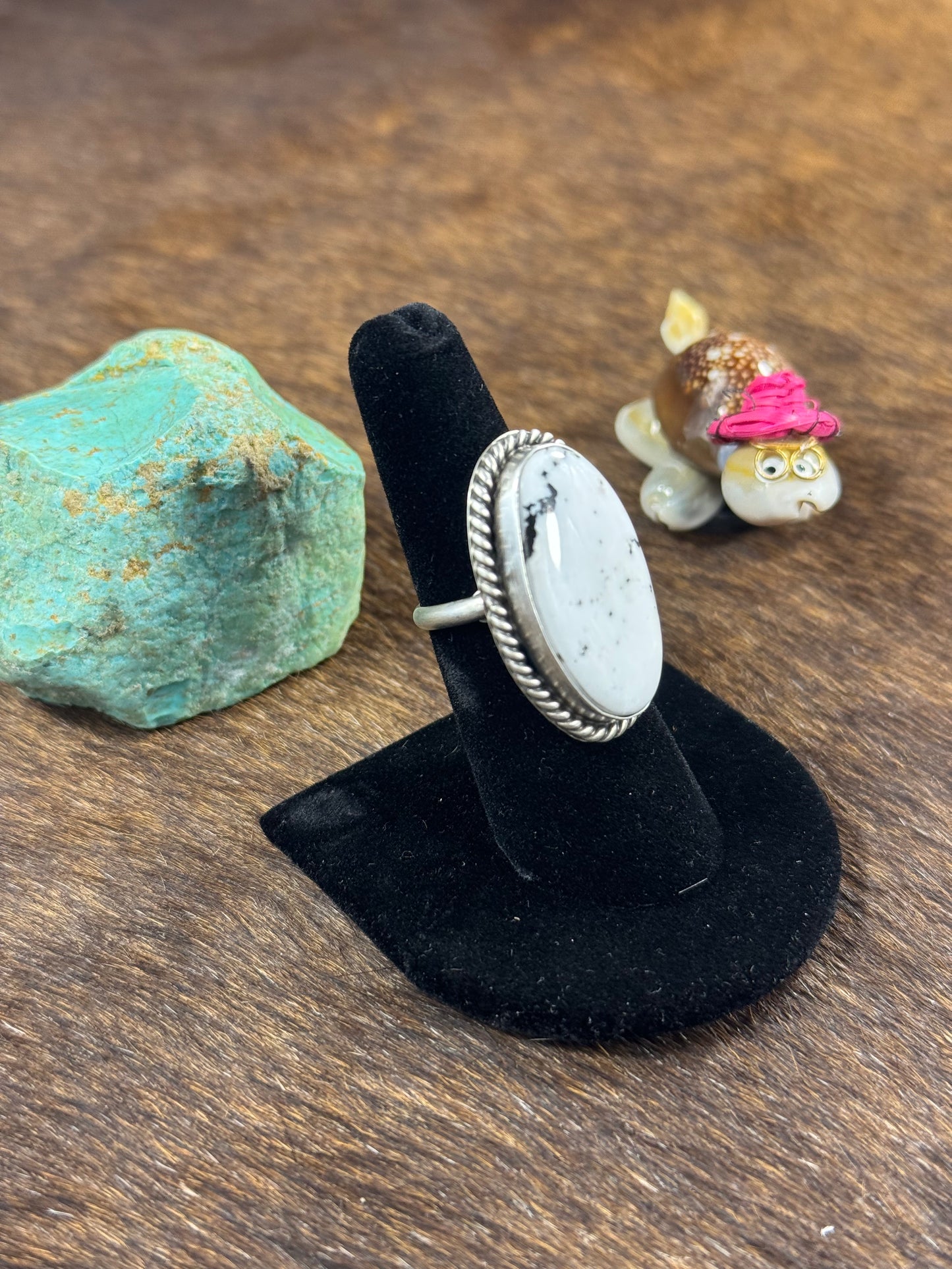 White Buffalo Oval Ring