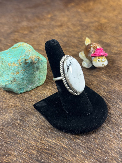 White Buffalo Oval Ring