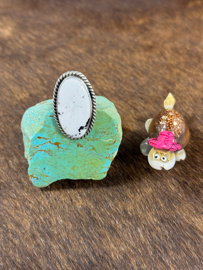 White Buffalo Oval Ring